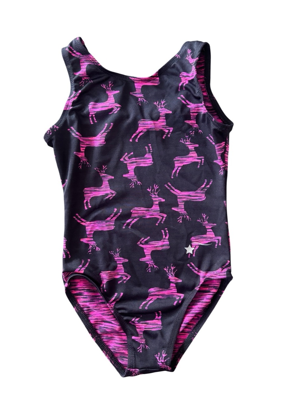 Destira Black & Pink Reindeer Gymnastics Leotard CXS